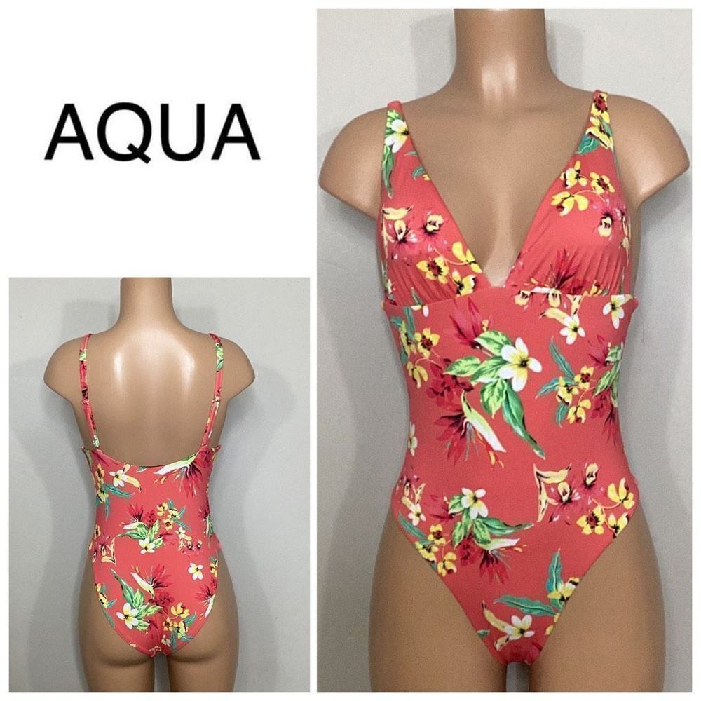 New. Aqua coral floral swimsuit. Retails $98